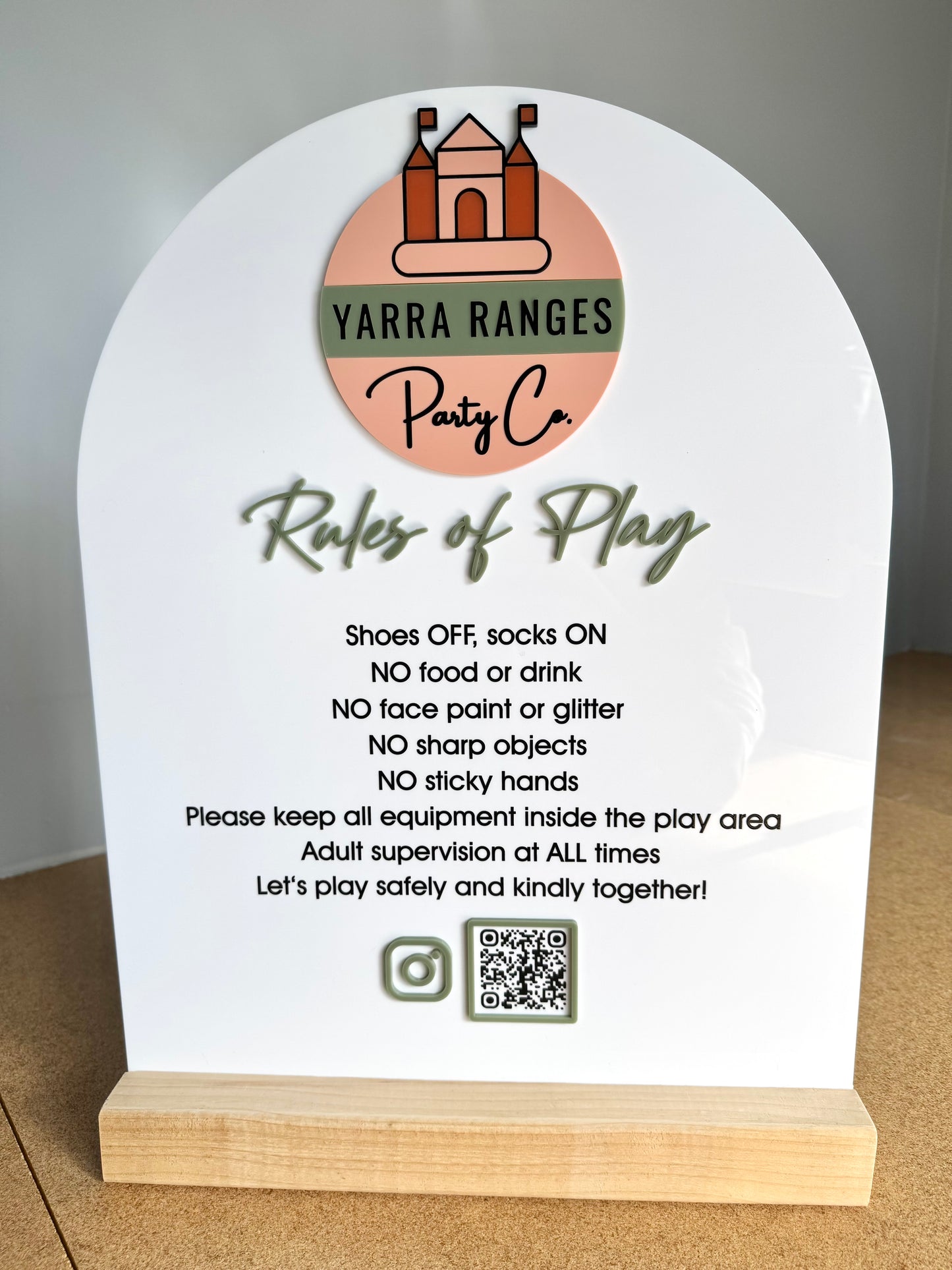Custom Rules of Play Acrylic Sign - 50cm x 40cm