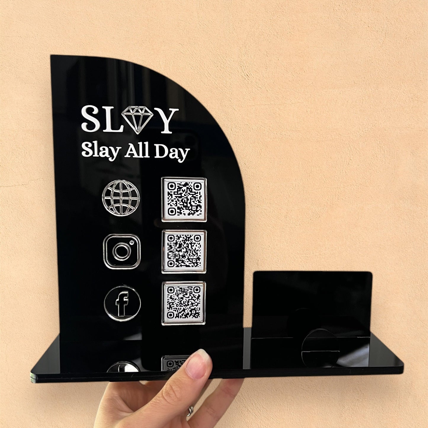 Custom Acrylic Business Stand - 3 QR Codes