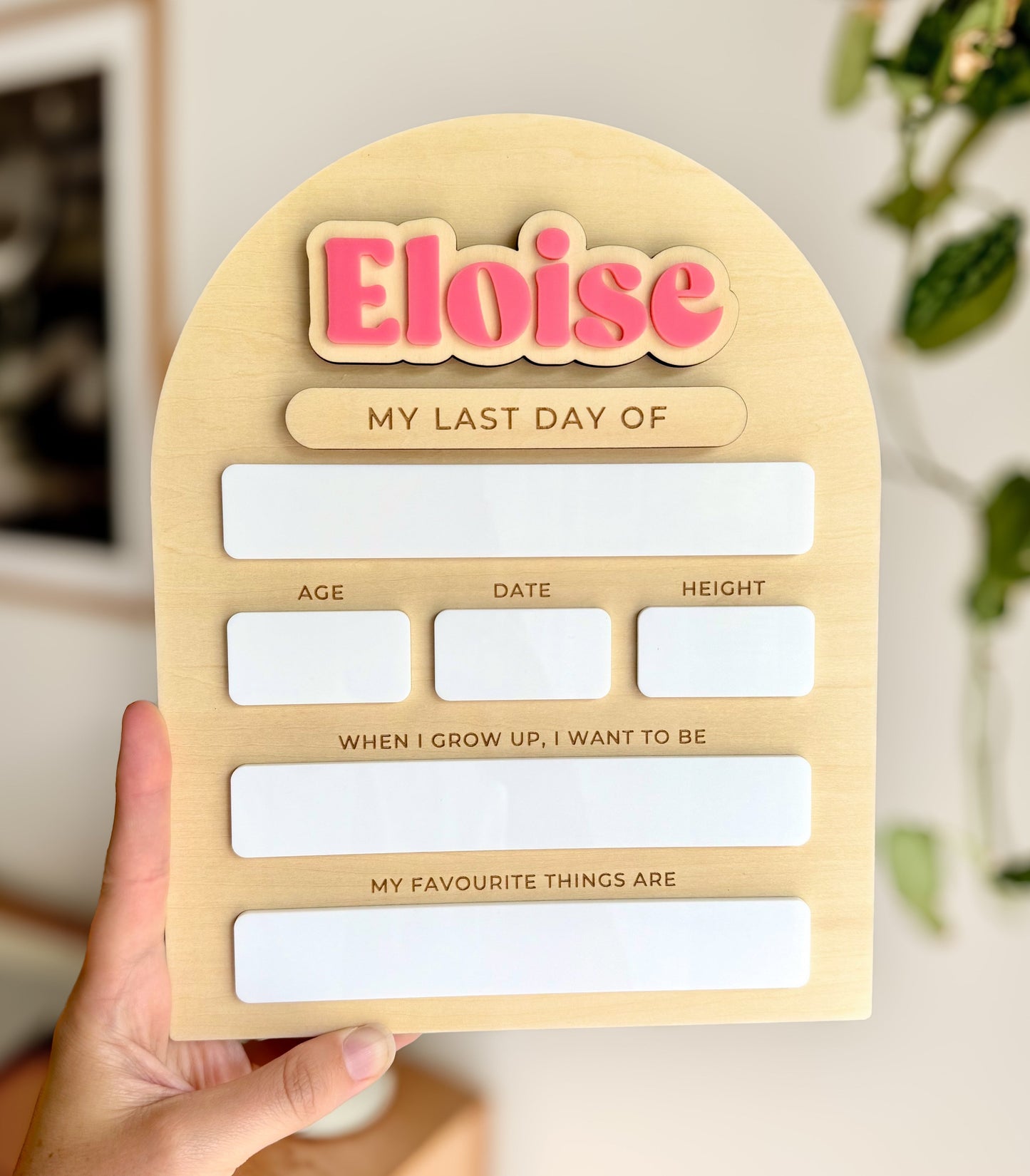 Classic Arch Personalised First / Last Day Board