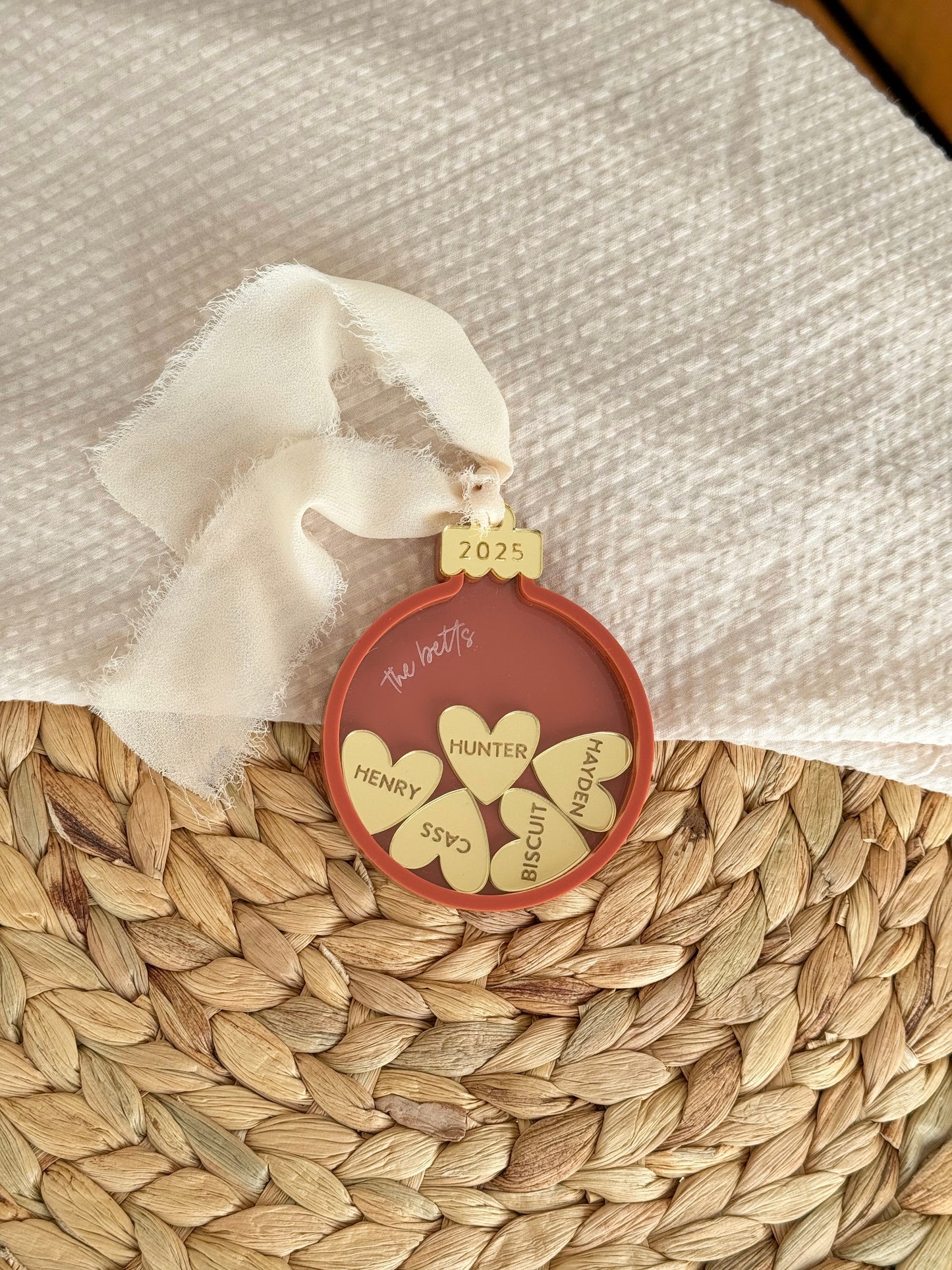 Family Hearts Christmas Keepsake Bauble ♡