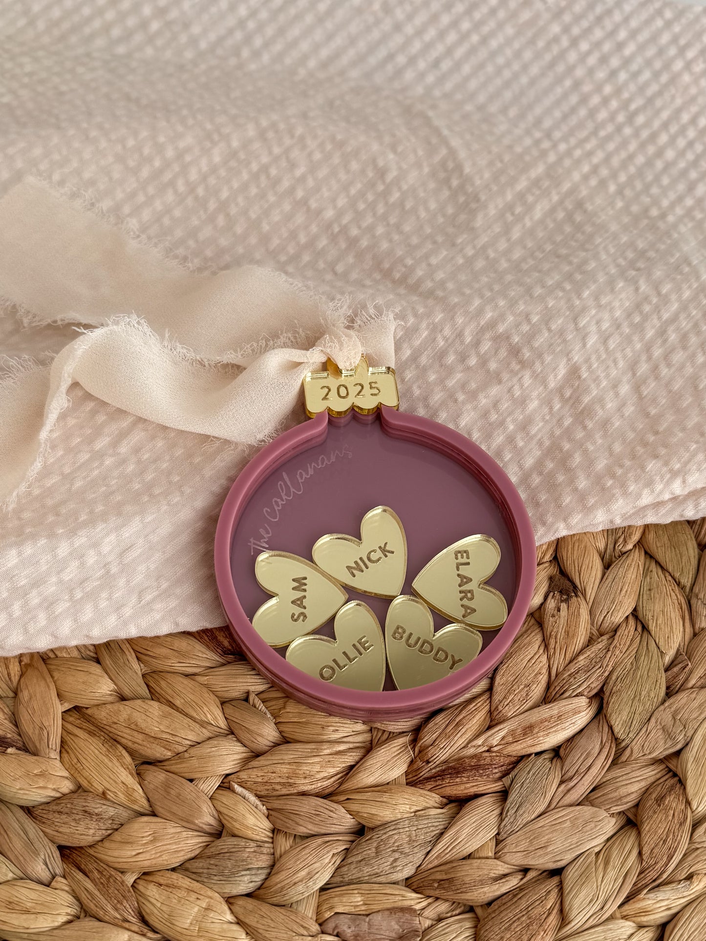 Family Hearts Christmas Keepsake Bauble ♡