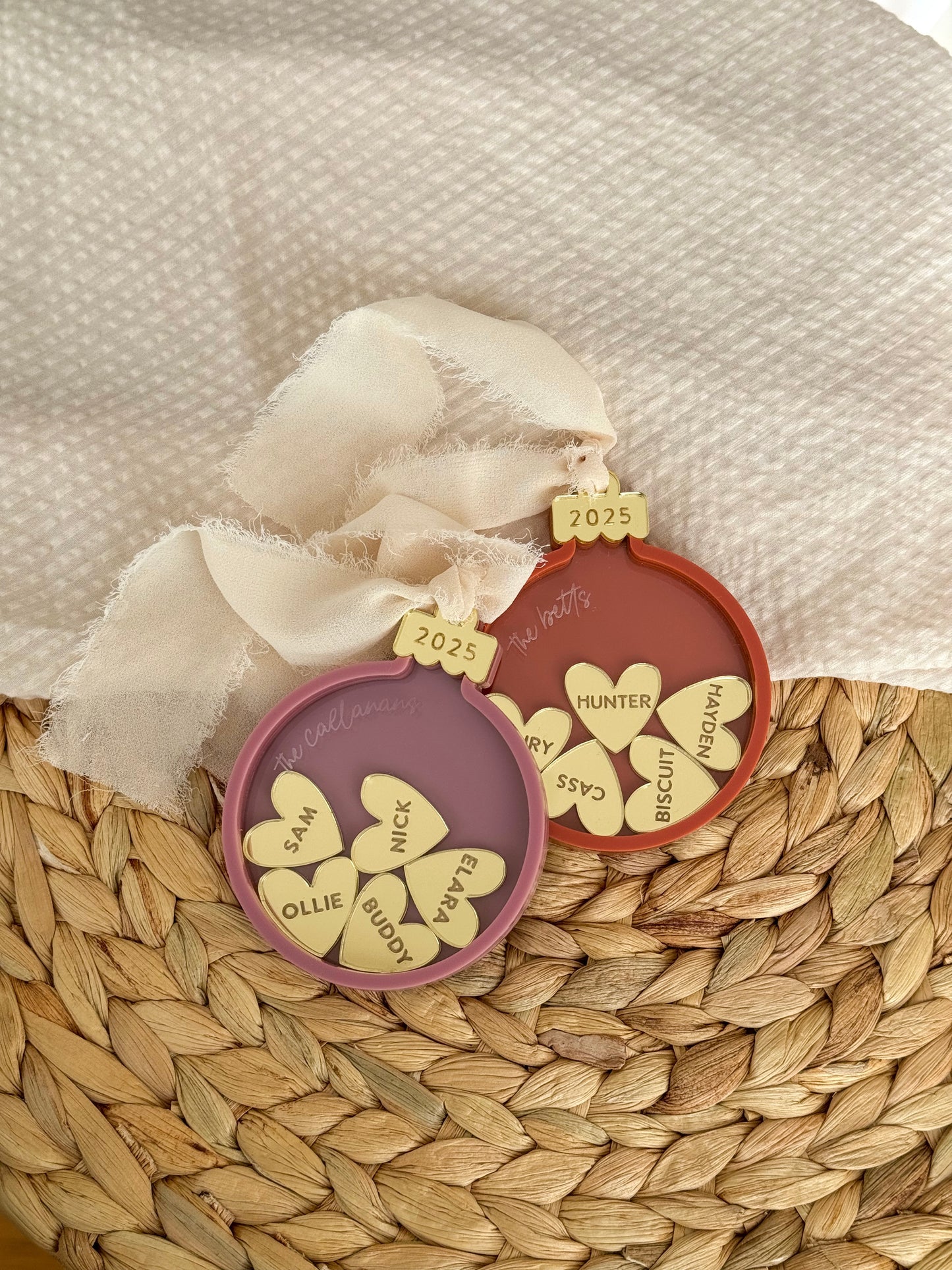 Family Hearts Christmas Keepsake Bauble ♡