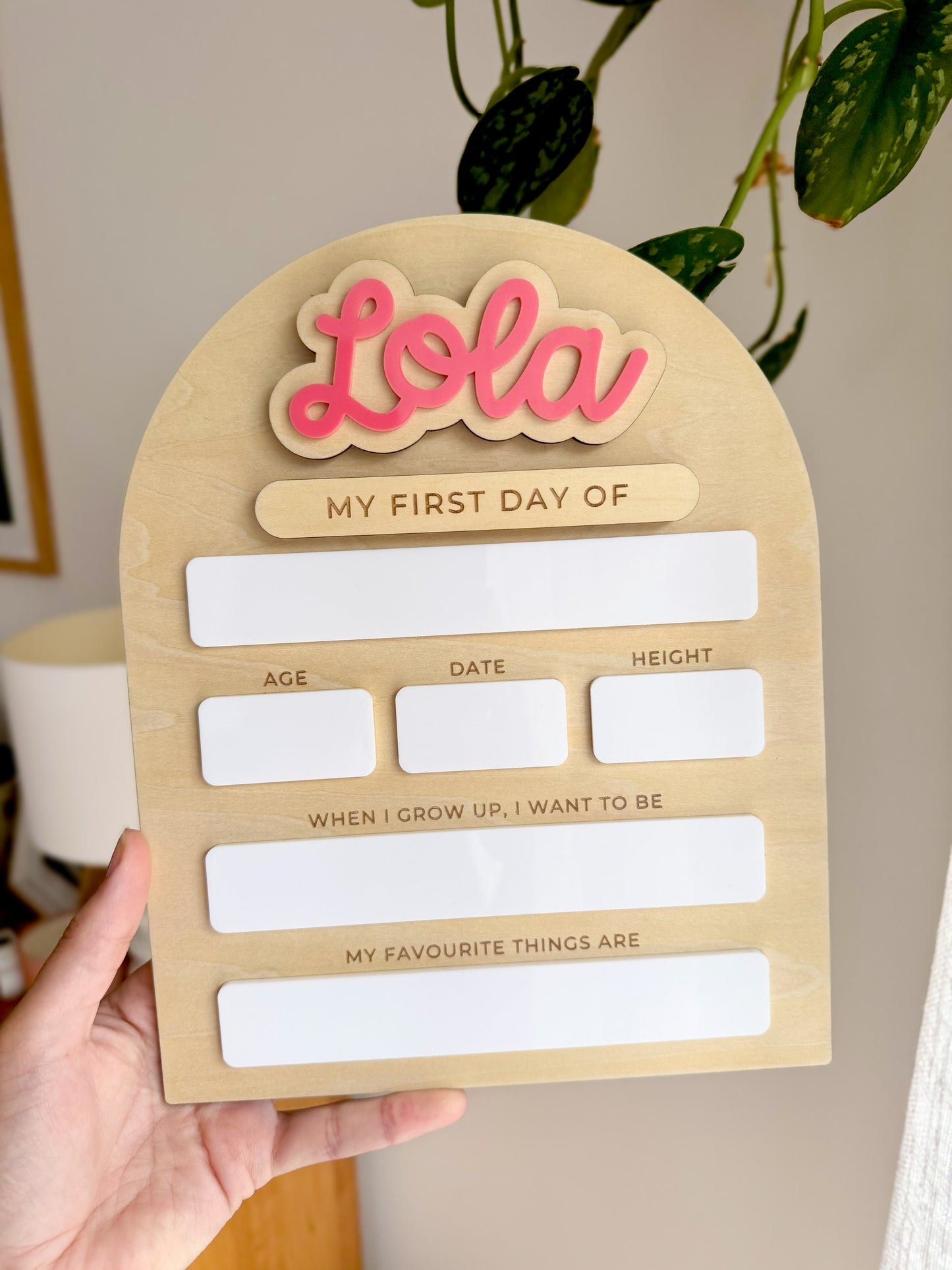 Classic Arch Personalised First / Last Day Board