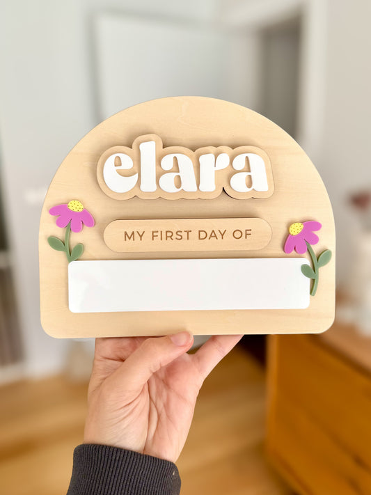Arch Wildflower Personalised First / Last Day Board
