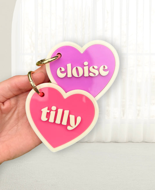 Sweetheart Collection Personalised Bag Tag - Triple Layer 3D Acrylic