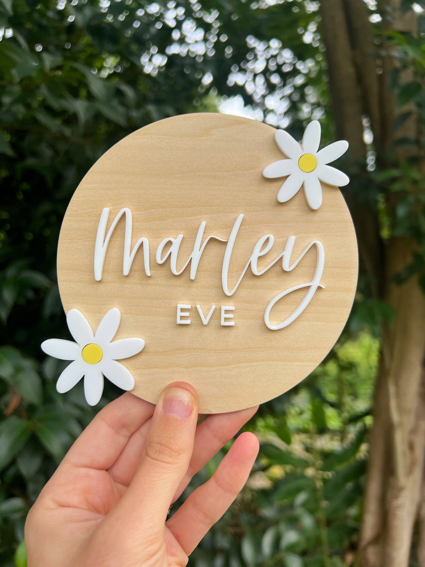Daisy Personalised Timber & Acrylic Name Plaque