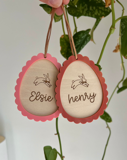 Personalised Acrylic & Timber Easter Tag