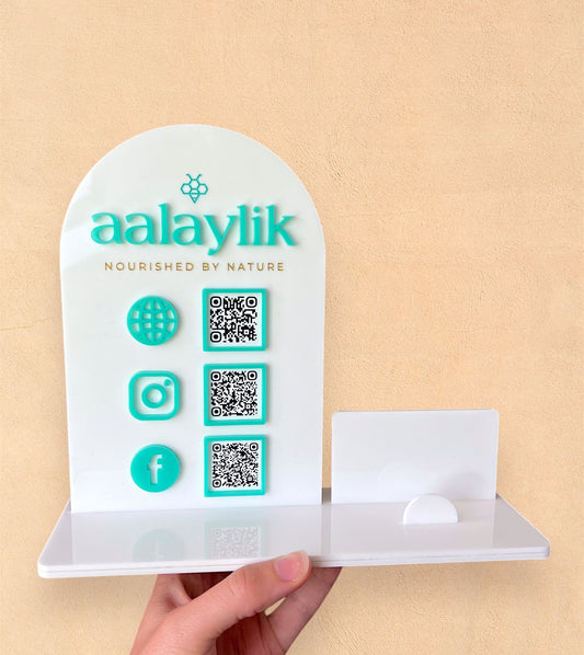 Custom Acrylic Business Stand - 3 QR Codes