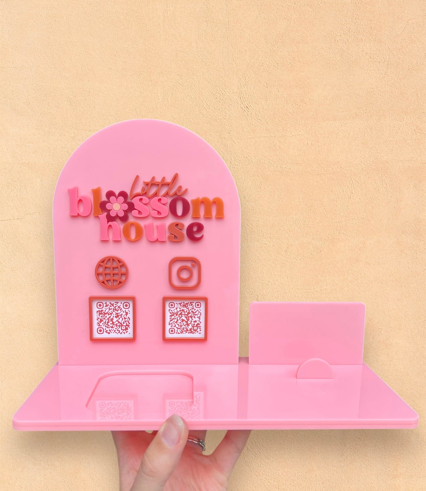 Custom Acrylic Business Stand - 2 QR Codes