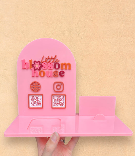 Custom Acrylic Business Stand - 2 QR Codes