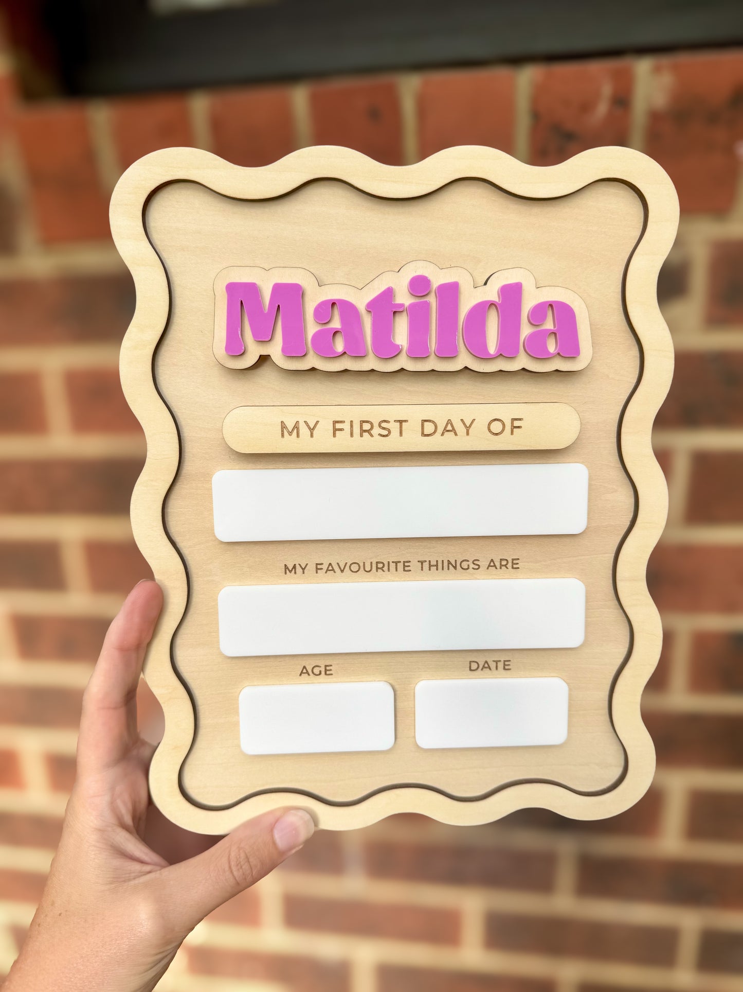 Luxe Wavy Personalised First / Last Day Board