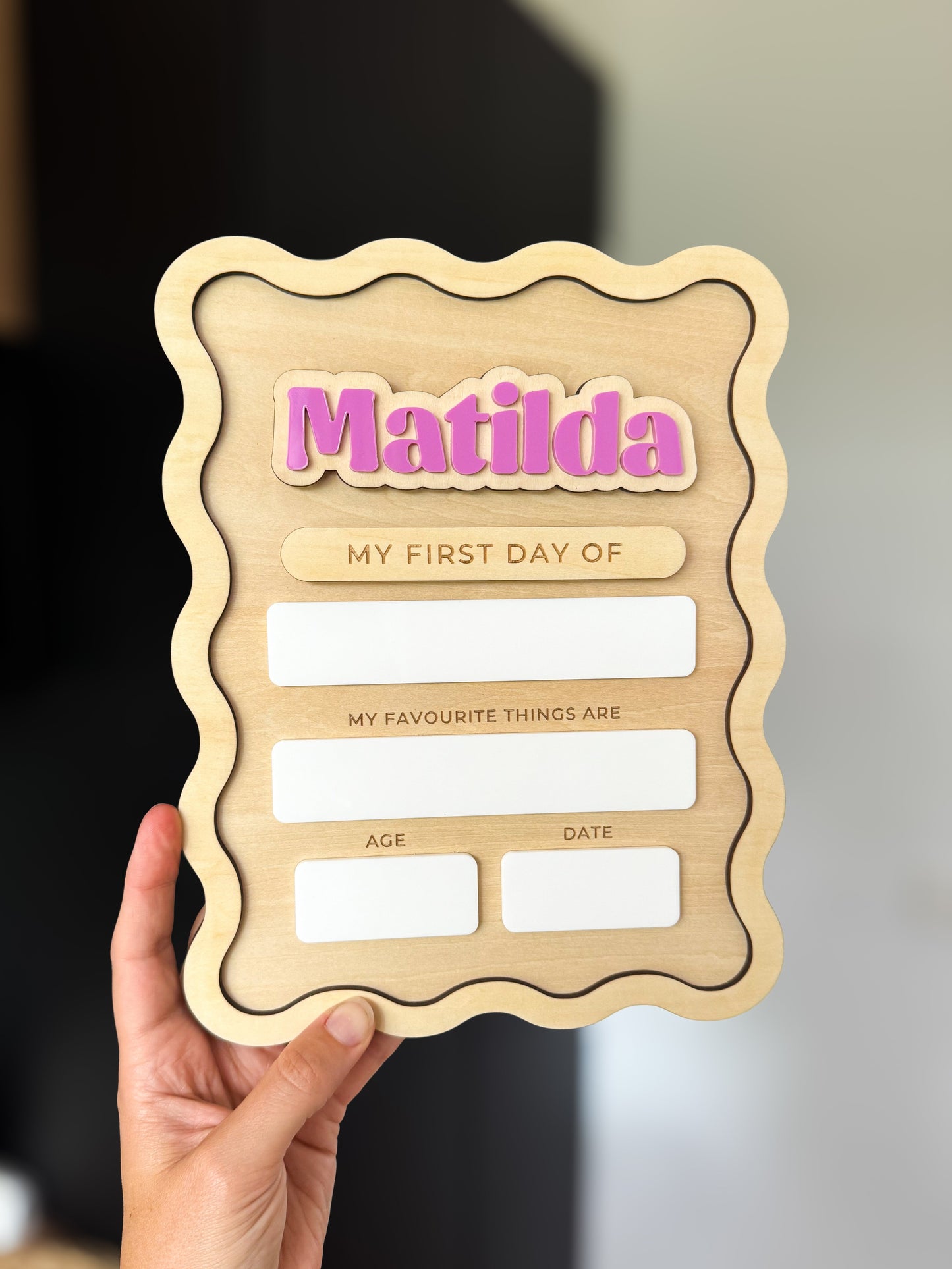 Luxe Wavy Personalised First / Last Day Board